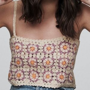 Zara patterned crochet top in XS